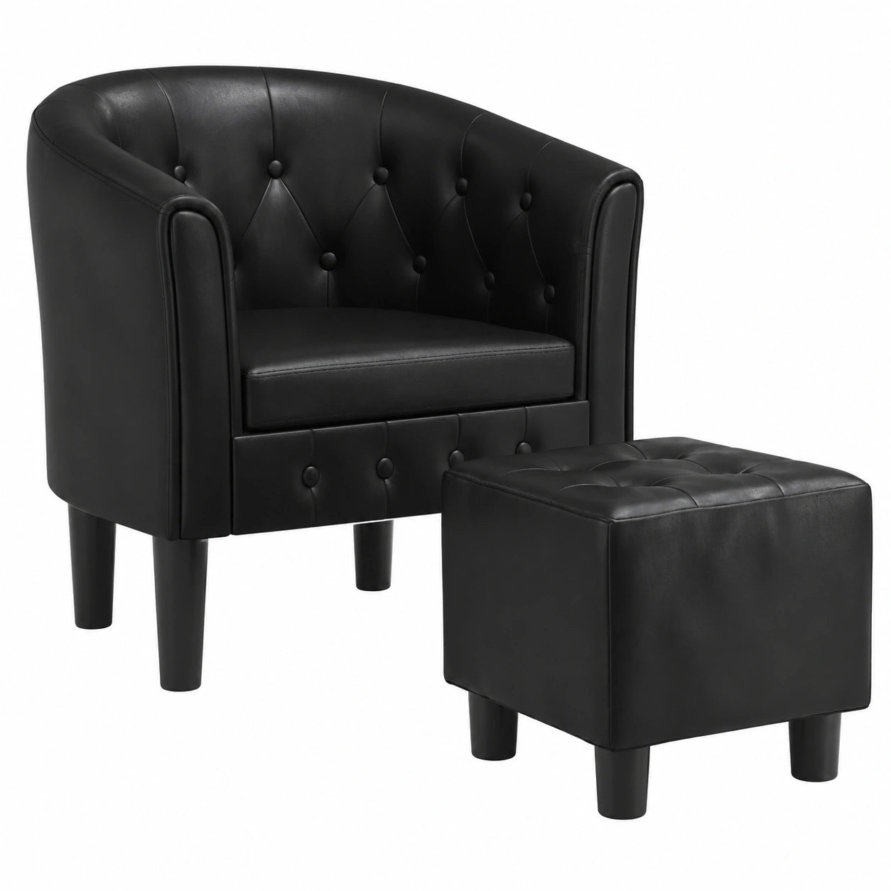 Canapé, en similicuir, rembourré, coloris noir, pour le salon