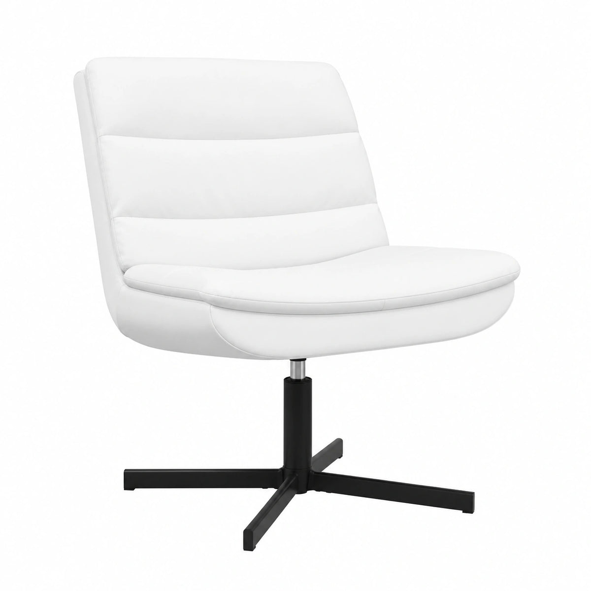 Fauteuil, en cuir, pivotant, coloris blanc, 63 x 75 x 76 cm, pour le salon ou la chambre
