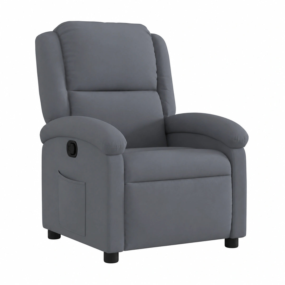 Fauteuil relax, en velours, rembourré, coloris gris, pour le salon