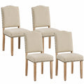 Fauteuil, rembourré, en bois massif, coloris beige, pour le salon ou la chambre
