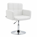 Fauteuil, pivotant, réglable, en similicuir, coloris blanc, pour le salon ou la chambre