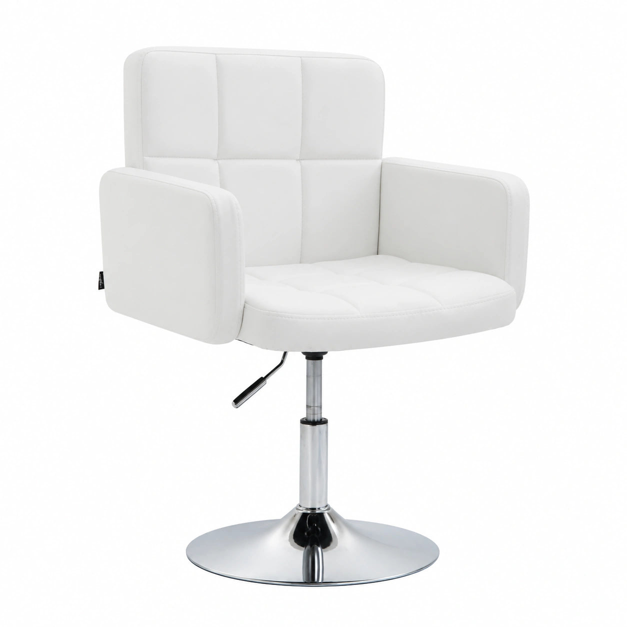 Fauteuil, pivotant, réglable, en similicuir, coloris blanc, pour le salon ou la chambre