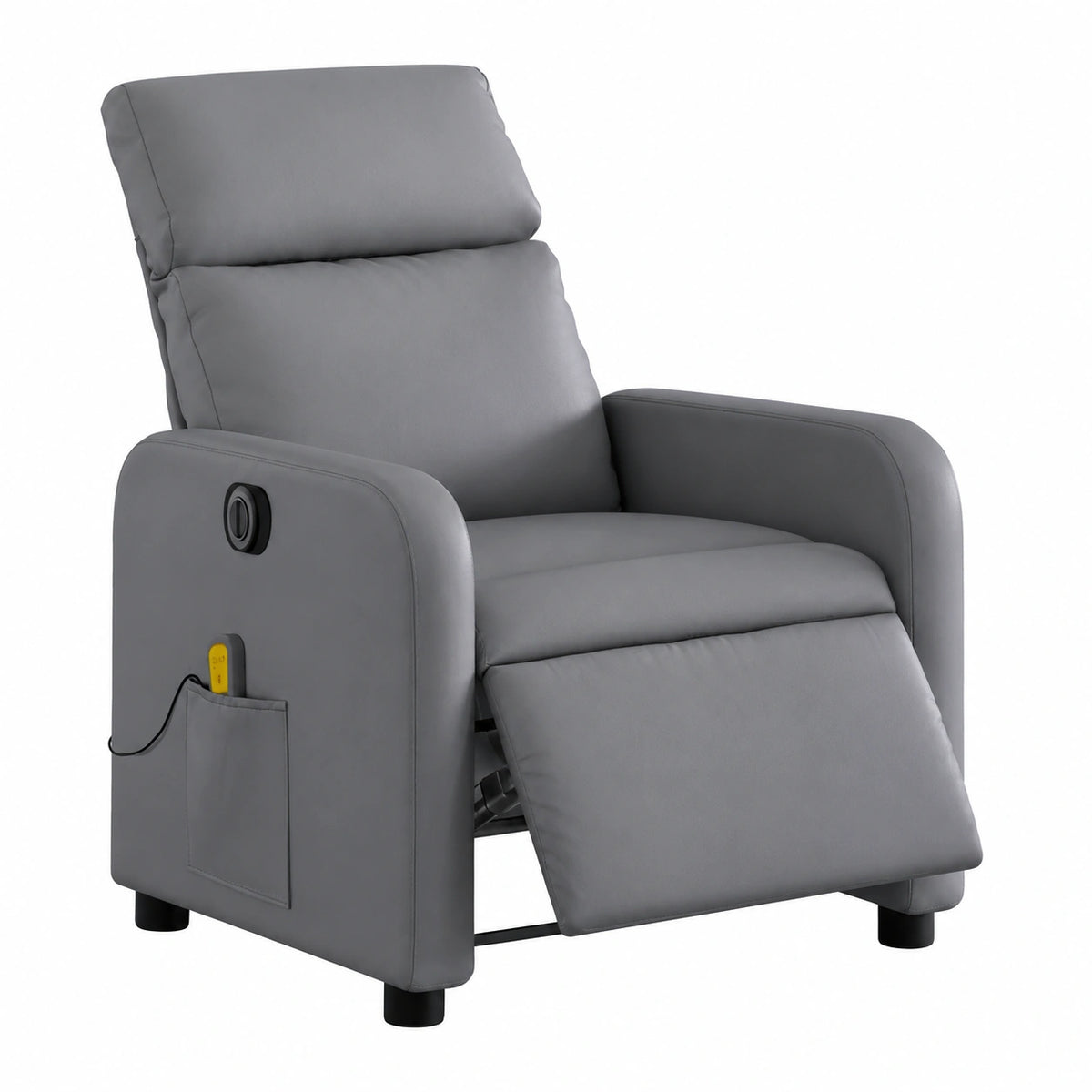 Fauteuil relax, en similicuir, réglable, coloris gris, pour le salon