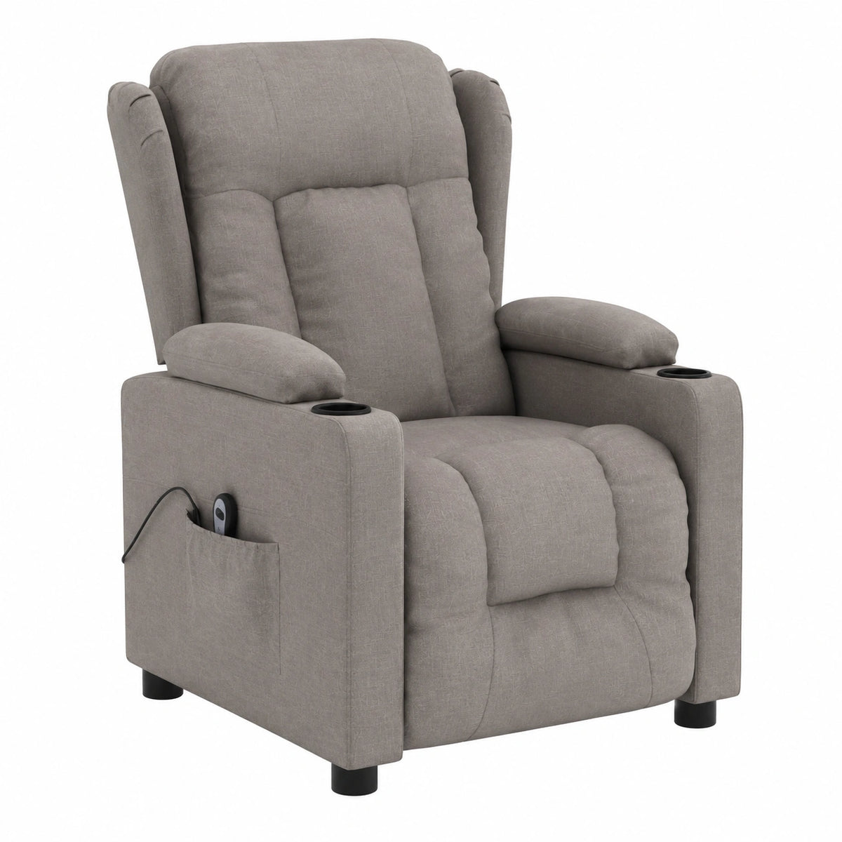 Fauteuil relax, en tissu, coloris taupe, pour le salon