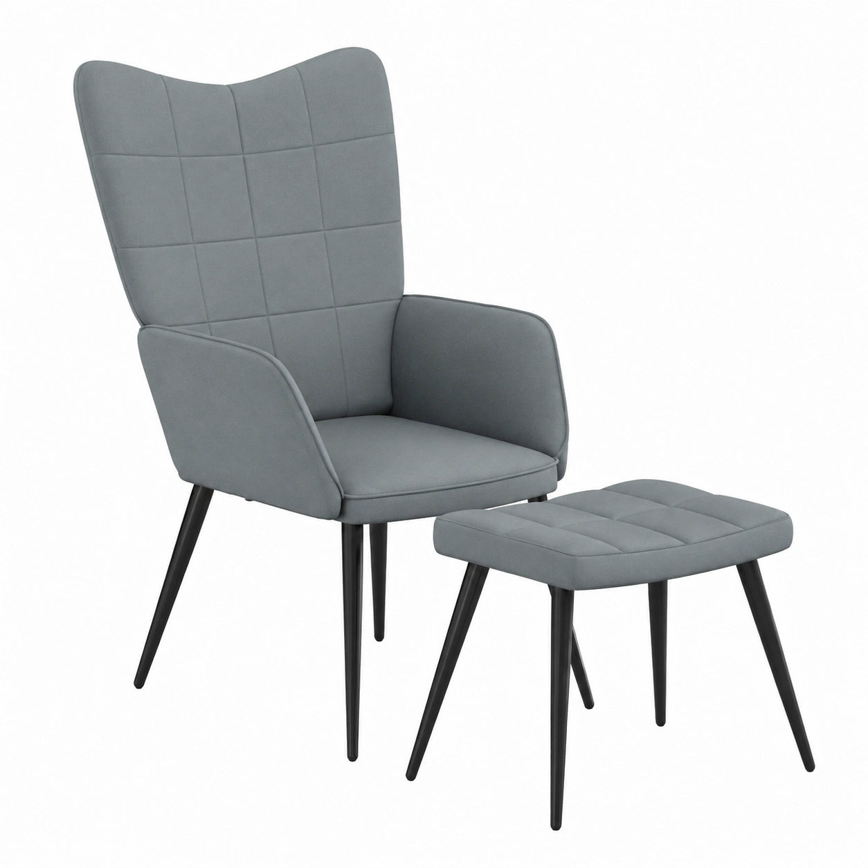 Fauteuil relax, rembourré, en acier et tissu, 61 x 70 x 96,5 cm, coloris gris, pour le salon