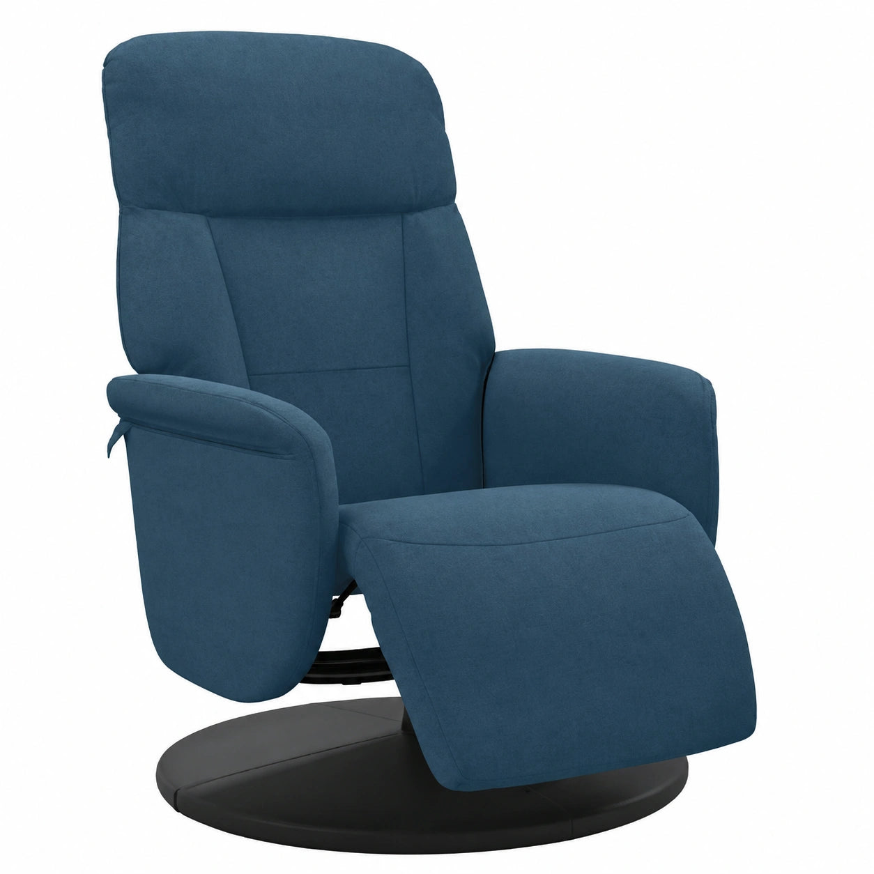 Fauteuil relax, en velours, coloris bleu, pour le salon