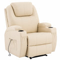 Fauteuil relax, en similicuir, coloris crème, pour le salon
