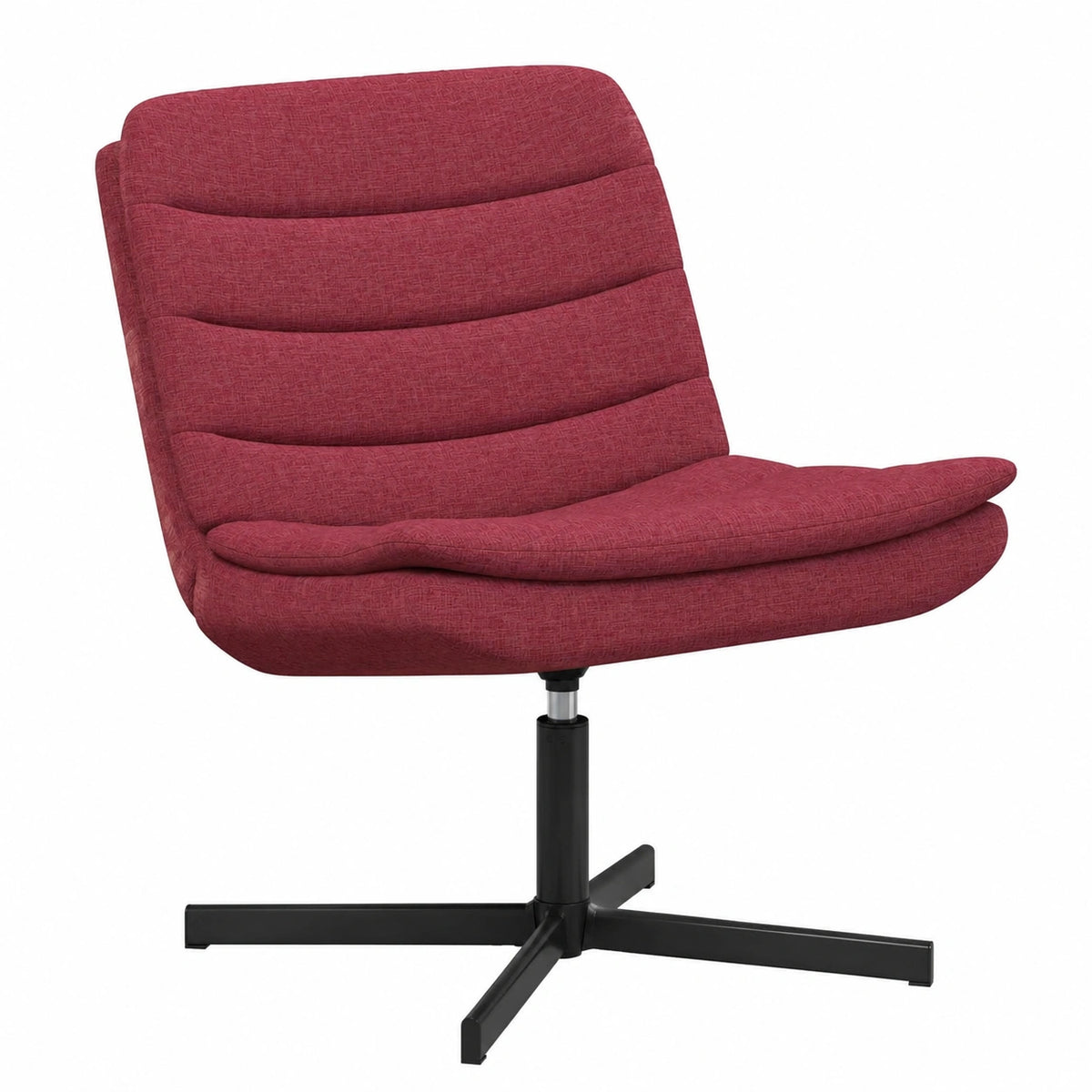Fauteuil, pivotant, rembourré, en tissu, coloris bordeaux, 63 x 75 x 76 cm, pour le salon ou la chambre