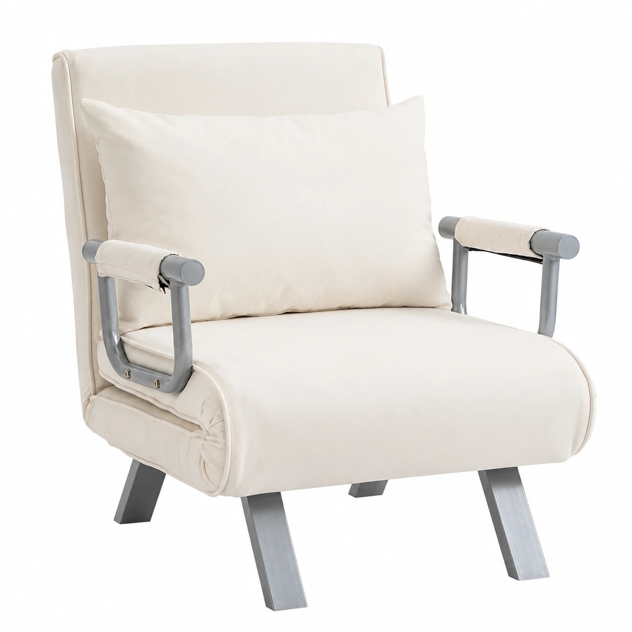 Canapé convertible, en métal, 1 place, coloris blanc, pour le salon ou la chambre d’amis