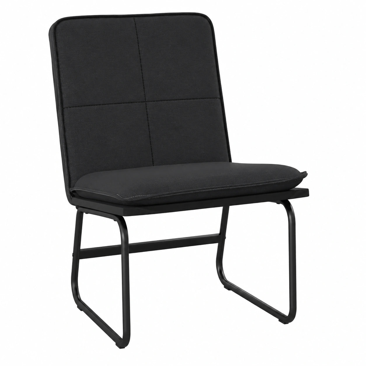 Fauteuil relax, en métal et similicuir, rembourré, coloris noir, 54 x 75 x 76 cm, pour le salon