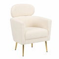 Fauteuil, en métal et tissu, coloris crème et doré, pour le salon ou la chambre