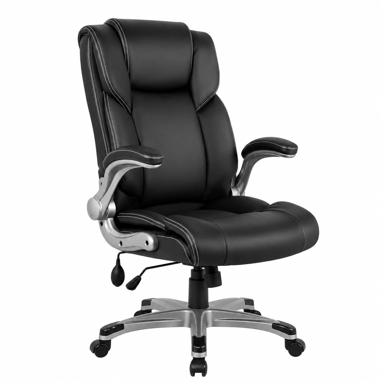 Bureau, pliable, réglable, rembourré, en cuir, coloris noir, pour l’espace de travail