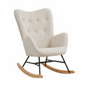 Fauteuil, en bois massif et tissu, coloris beige, pour le salon ou la chambre