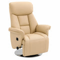 Fauteuil relax, pivotant, réglable, en similicuir et cuir, coloris beige, pour le salon