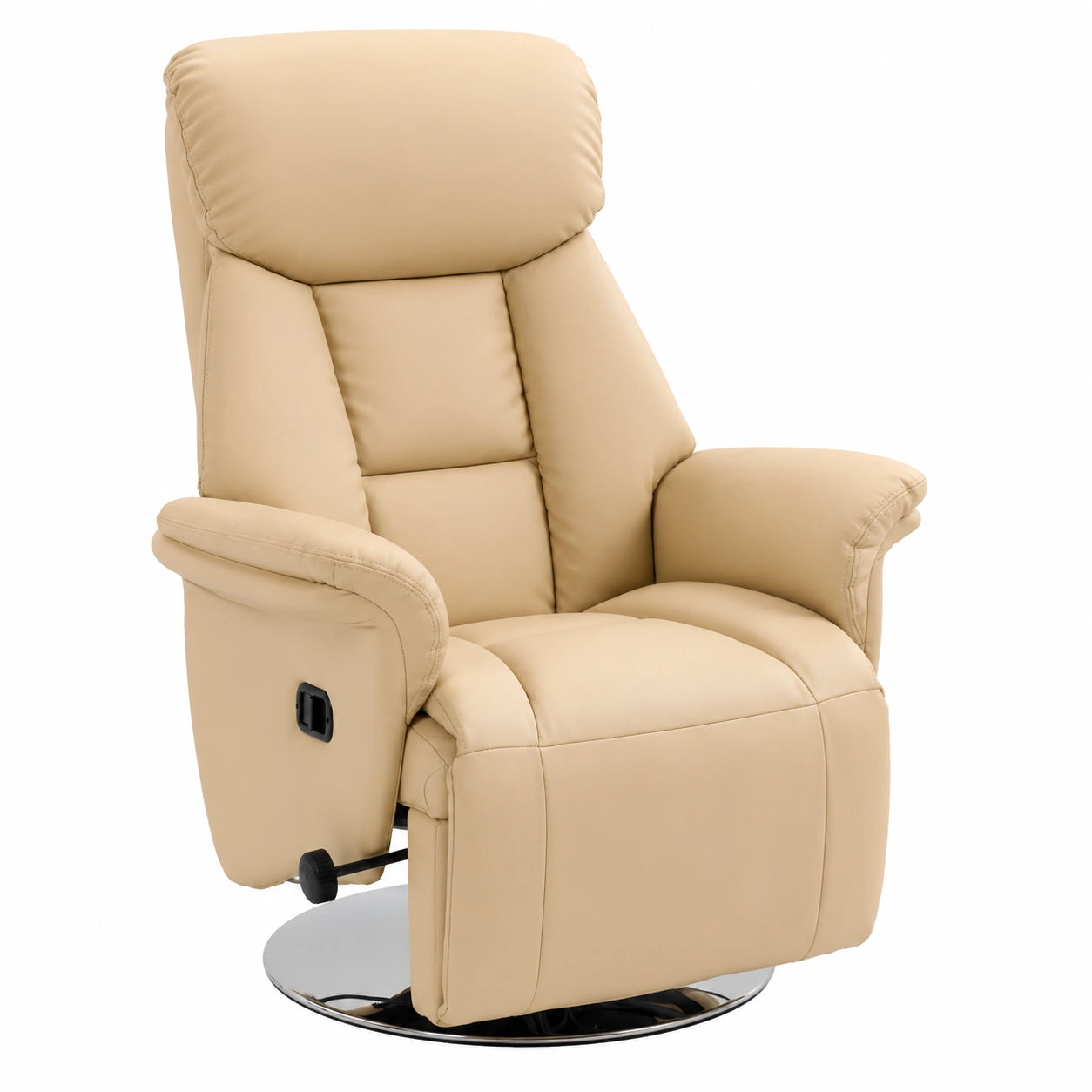 Fauteuil relax, pivotant, réglable, en similicuir et cuir, coloris beige, pour le salon