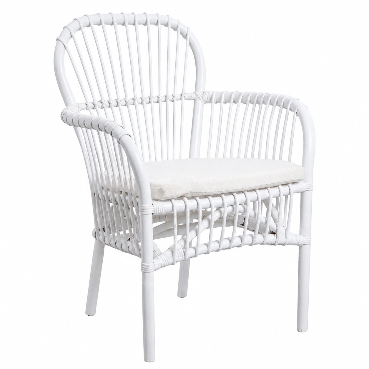 Fauteuil, en résine tressée, coloris blanc, pour le salon ou la chambre