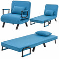 Canapé convertible, rembourré, en tissu, coloris bleu, pour le salon ou la chambre d’amis