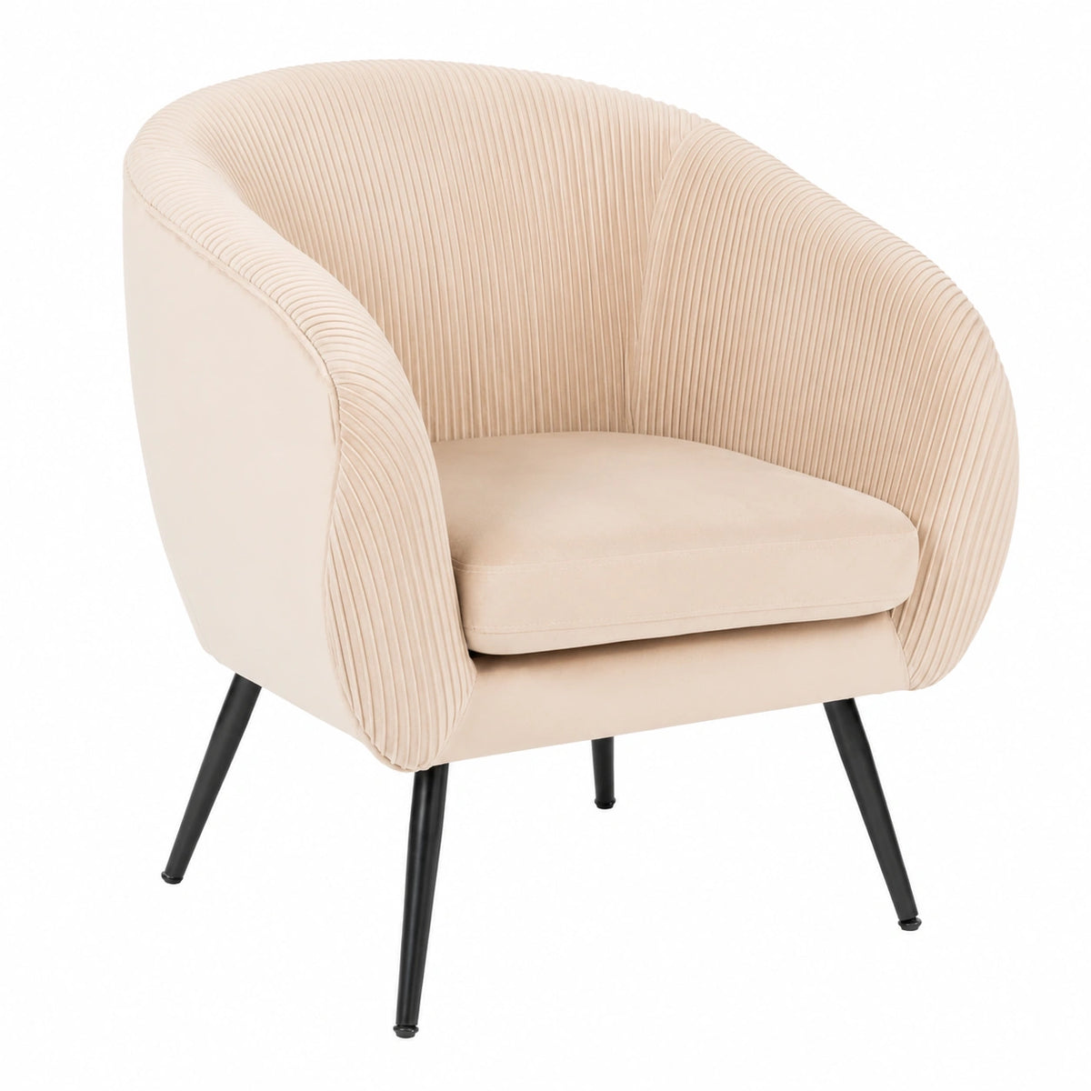 Fauteuil, en velours côtelé, coloris beige, pour le salon ou la chambre