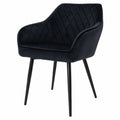 Fauteuil, rembourré, en métal et velours, coloris noir, pour le salon ou la chambre