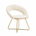 Fauteuil, en velours, coloris beige, pour le salon ou la chambre