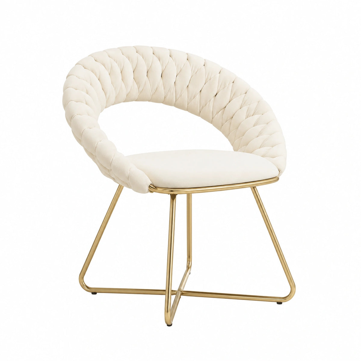 Fauteuil, en velours, coloris beige, pour le salon ou la chambre