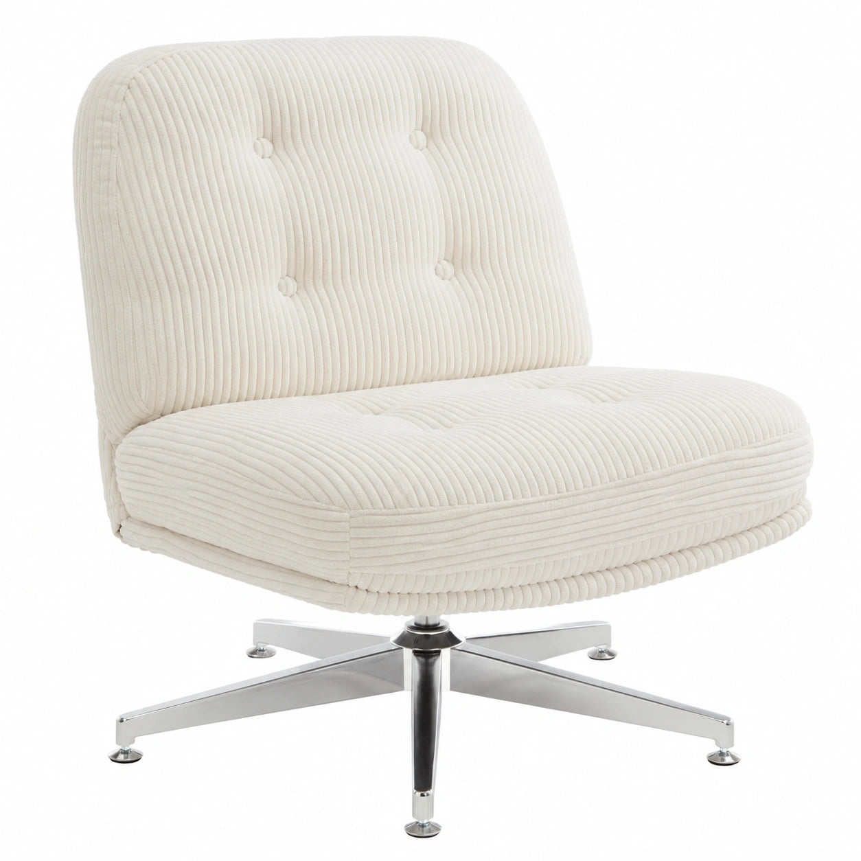 Fauteuil, en velours côtelé, coloris blanc, pour le salon ou la chambre