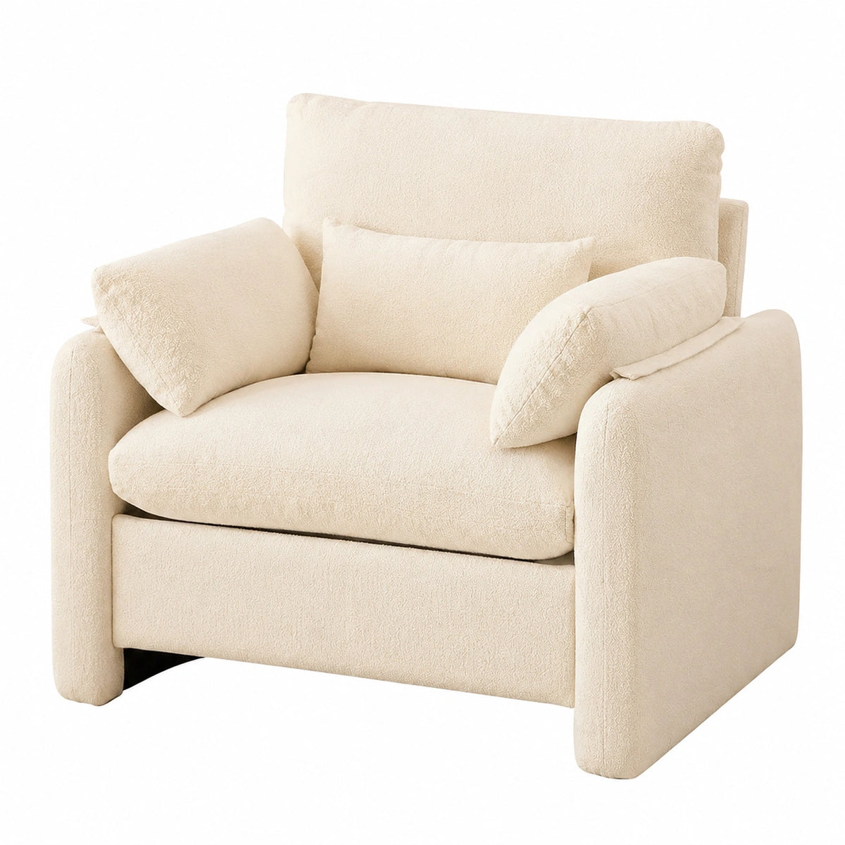 Fauteuil relax, rembourré, coloris beige, pour le salon