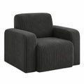 Fauteuil, en velours côtelé, coloris anthracite, pour le salon ou la chambre