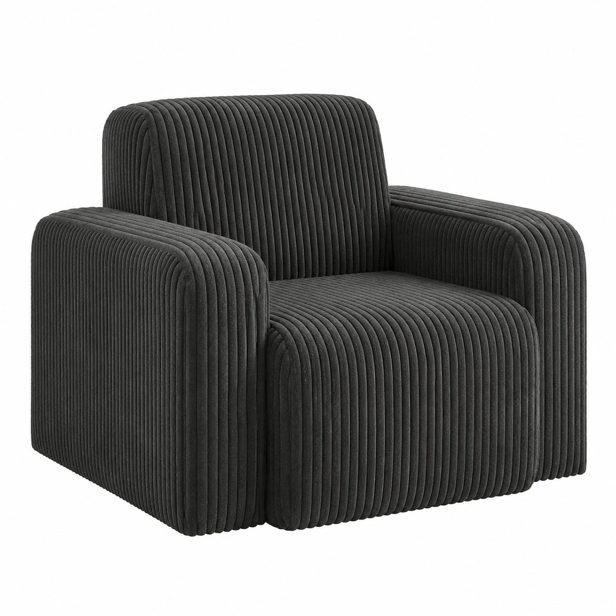 Fauteuil, en velours côtelé, coloris anthracite, pour le salon ou la chambre